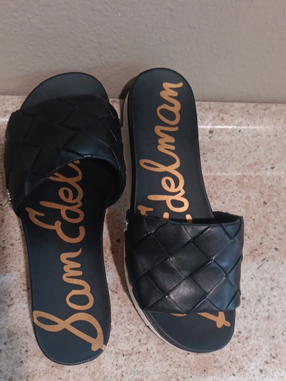 Sam Edelman Black Woven Slide Mules
